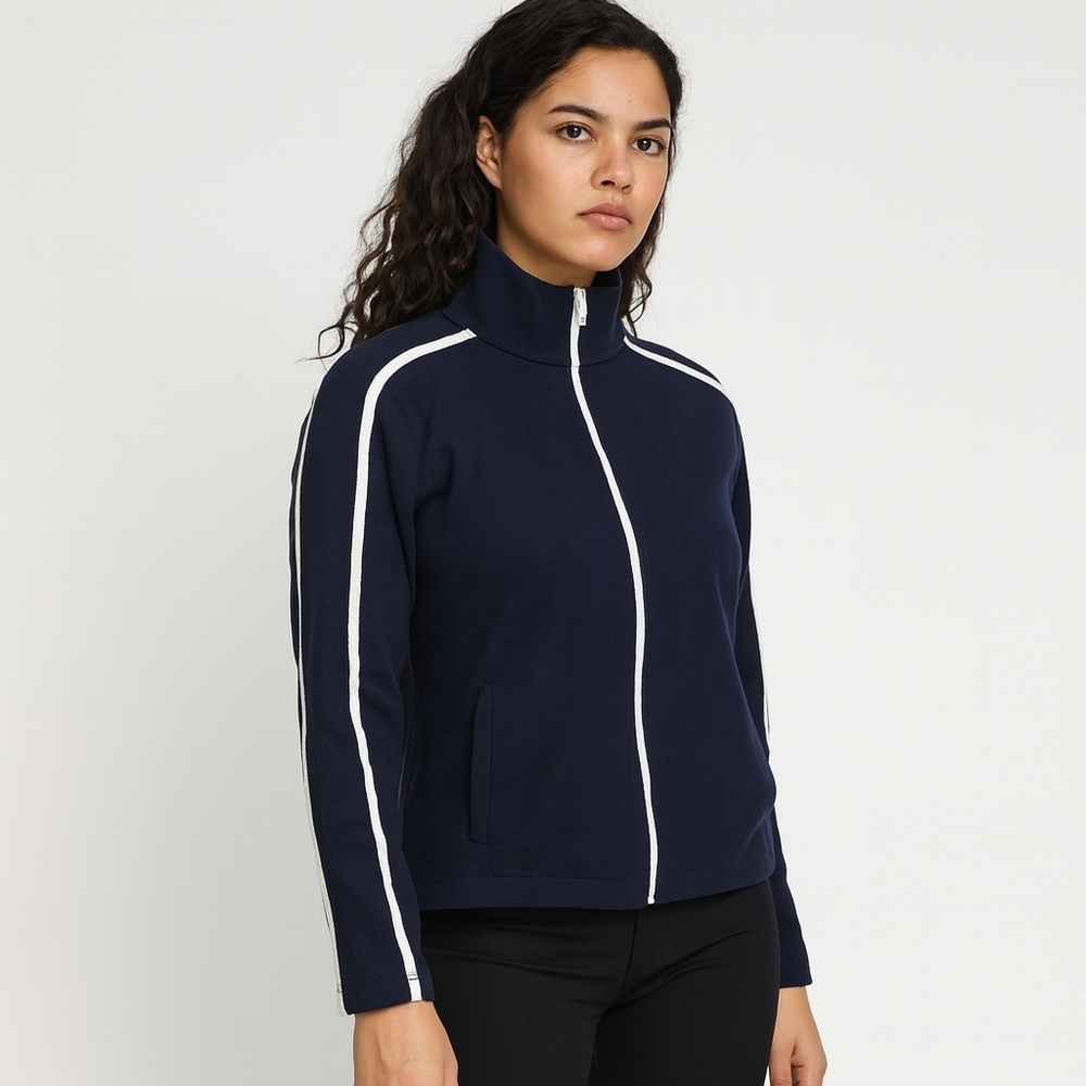 BOSTON PROPER Blue White Streetwear Track Jacket Cotton Zip Jacket‎ Size S